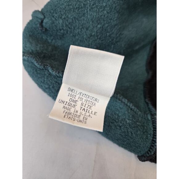 Vtg The North Face Beanie Hat USA Made Black Green Fleece Winter Cap 90s Cuff - Picture 8 of 10
